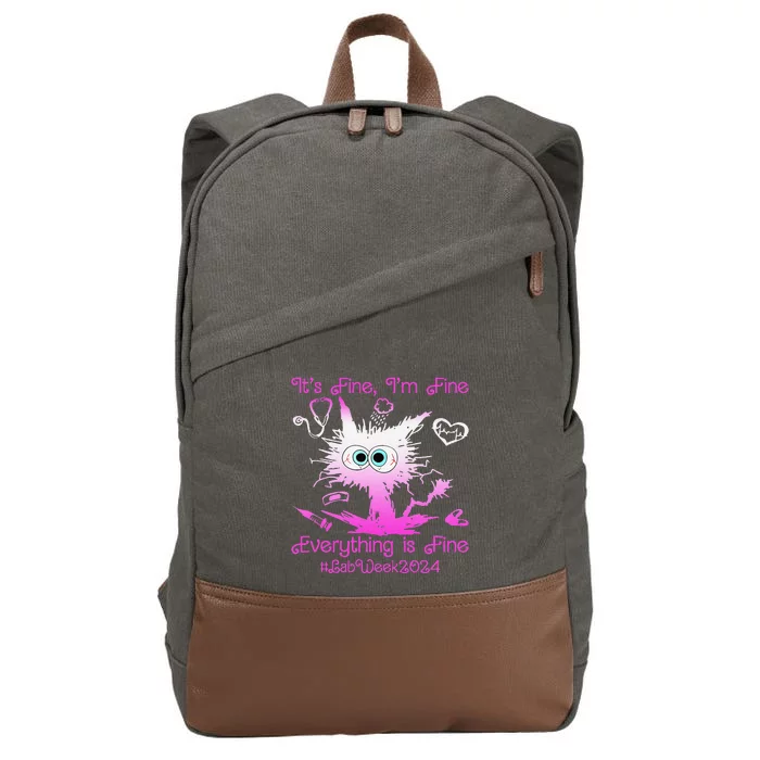 Funny Retro Lab Week 2024 Im Fine Everything Is Fine Pink Design Gift Cotton Canvas Backpack