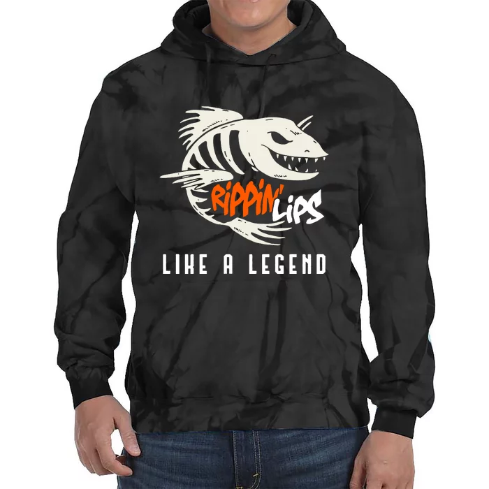 Fishing Rippin Lips Like A Legend Fish Bones Tie Dye Hoodie