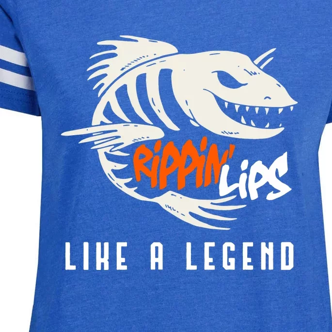 Fishing Rippin Lips Like A Legend Fish Bones Enza Ladies Jersey Football T-Shirt