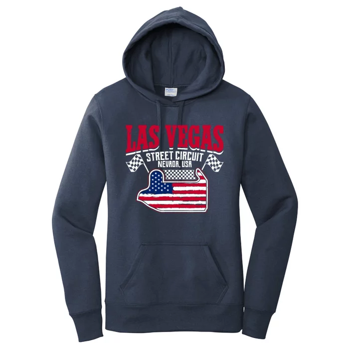 Formula Racing Las Vegas Circuit Open Wheel Car Usa Flag Women's Pullover Hoodie