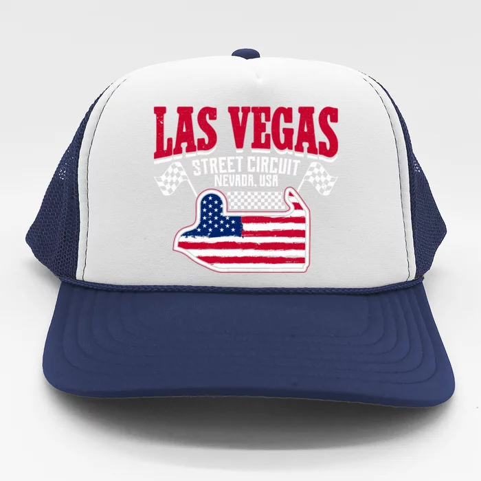 Formula Racing Las Vegas Circuit Open Wheel Car Usa Flag Trucker Hat