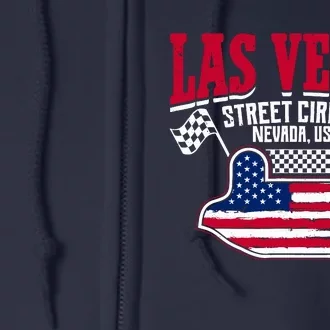 Formula Racing Las Vegas Circuit Open Wheel Car Usa Flag Full Zip Hoodie