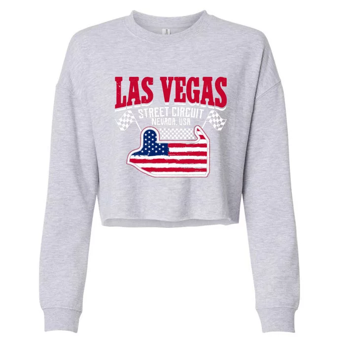 Formula Racing Las Vegas Circuit Open Wheel Car Usa Flag Cropped Pullover Crew