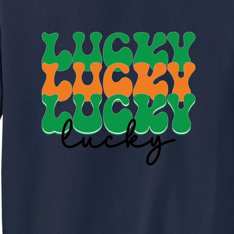 Funny Retro Lucky Shamrock Groovy St Patricks Day Tall Sweatshirt