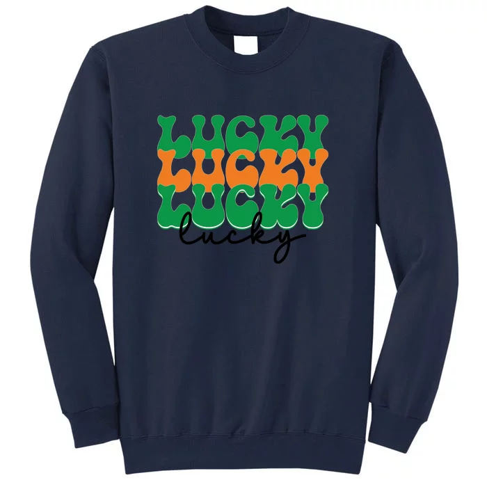 Funny Retro Lucky Shamrock Groovy St Patricks Day Tall Sweatshirt