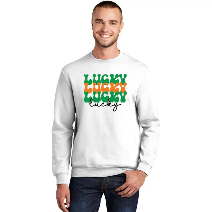 Funny Retro Lucky Shamrock Groovy St Patricks Day Sweatshirt