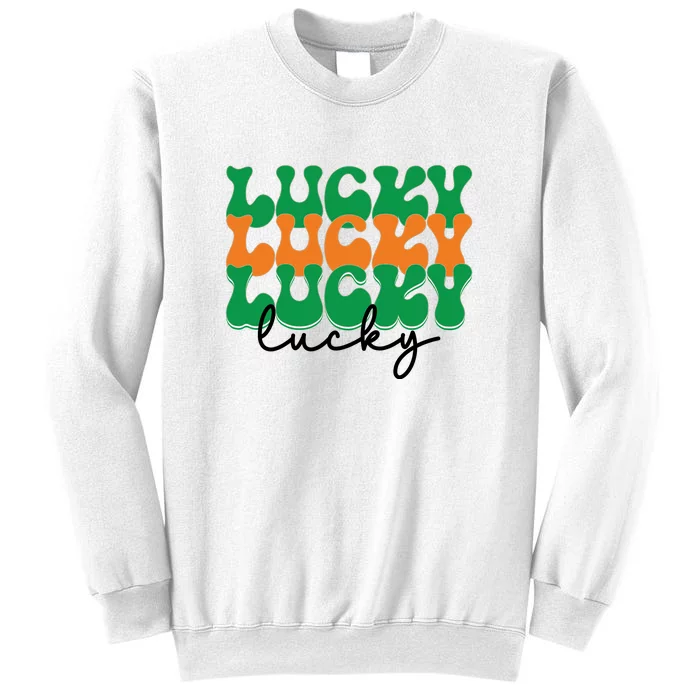 Funny Retro Lucky Shamrock Groovy St Patricks Day Sweatshirt