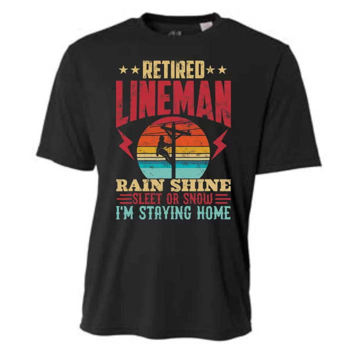 Funny Retired Lineman For Retirement Dad Grandpa Cooling Performance Crew T-Shirt