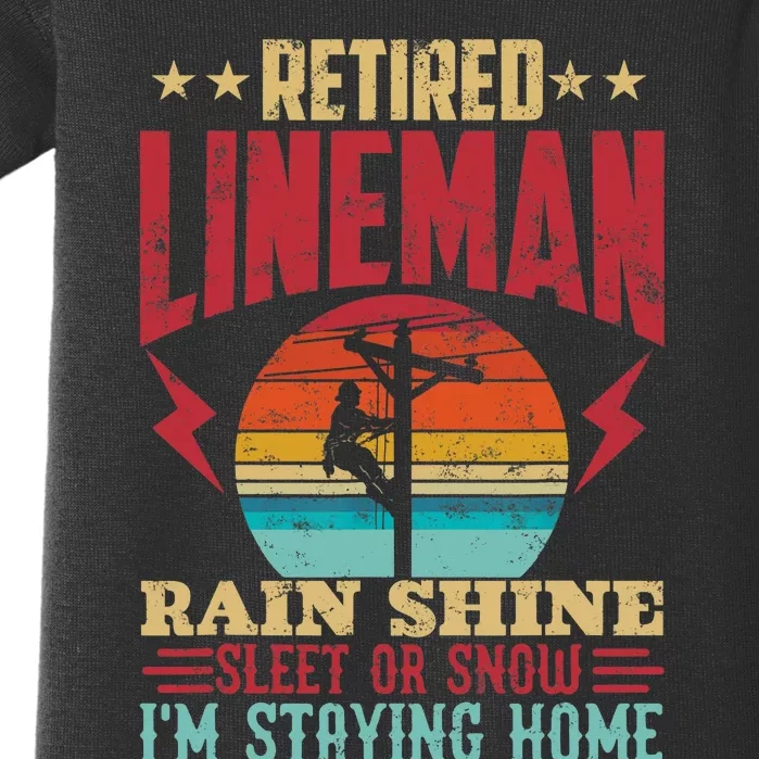 Funny Retired Lineman For Retirement Dad Grandpa Baby Bodysuit