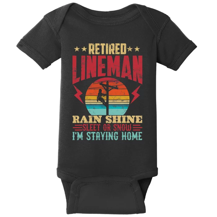 Funny Retired Lineman For Retirement Dad Grandpa Baby Bodysuit