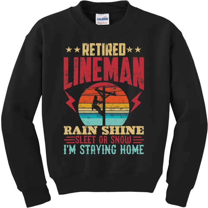 Funny Retired Lineman For Retirement Dad Grandpa Kids Sweatshirt