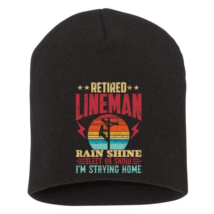 Funny Retired Lineman For Retirement Dad Grandpa Short Acrylic Beanie