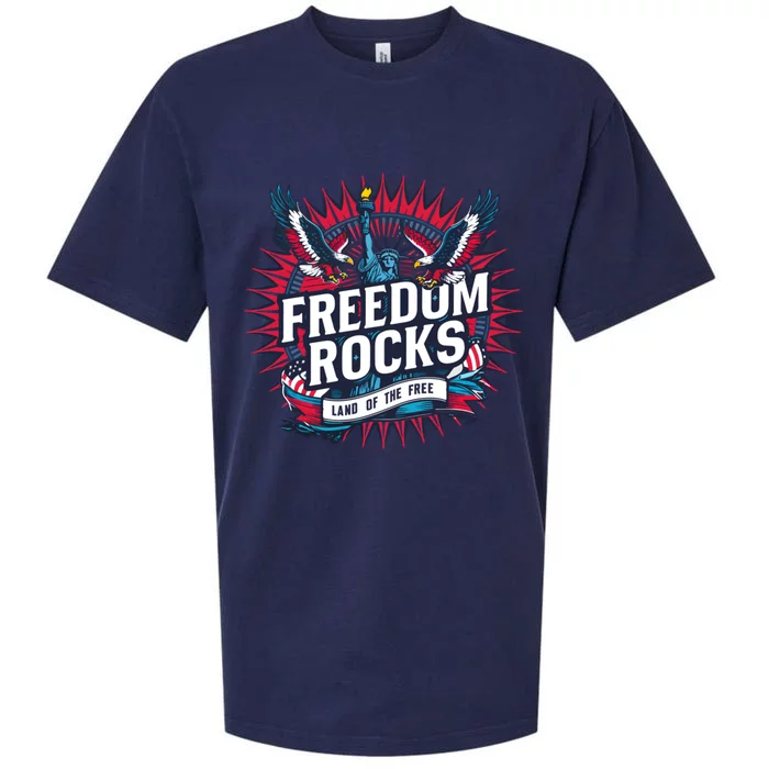 Freedom Rocks Land Of The Free 4th Of July Sueded Cloud Jersey T-Shirt