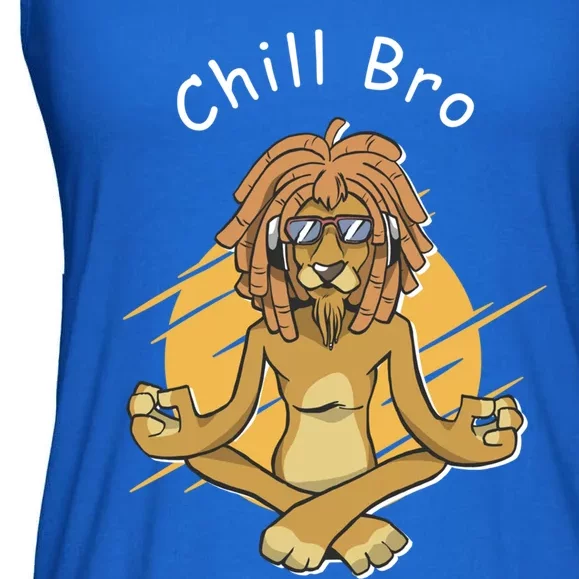 Funny Rasta Lion Chill Bro Namaste Yoga Gift Ladies Essential Flowy Tank