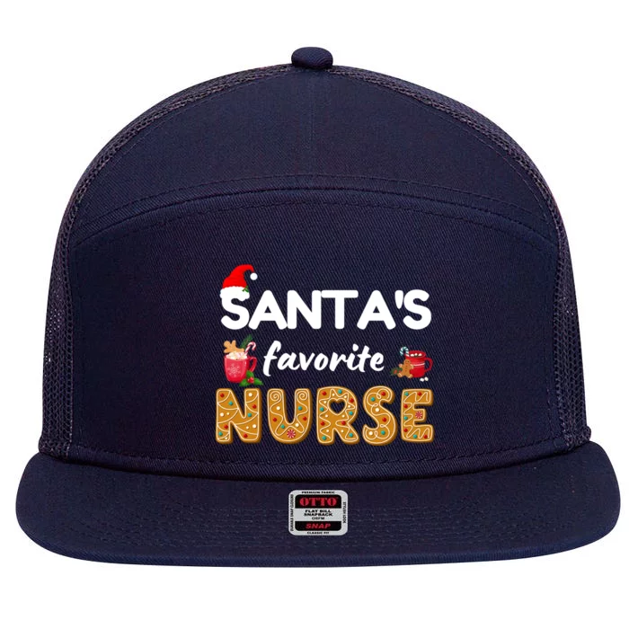 Funny Rn Lvn Lpn T Nurse Christmas T Santas Favorite Nurse Great Gift 7 Panel Mesh Trucker Snapback Hat