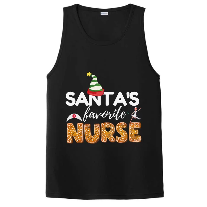 Funny RN LVN LPN T Nurse Christmas T Santas Favorite Nurse Performance Tank