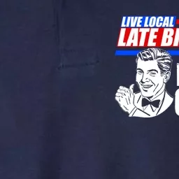 Funny Retro Live Local Late Breaking News I Don't Care Softstyle Adult Sport Polo