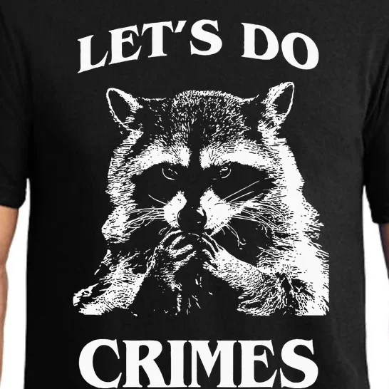 Funny Raccoon Lets Do Crimes Trashed Racoon Panda Lovers Pajama Set