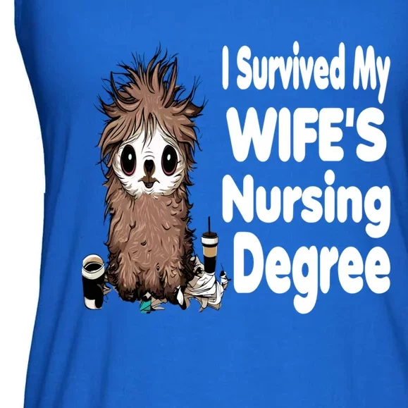 Funny Rn Lpn Cna Diploma I Survived My Wifes Nursing Degree Meaningful Gift Ladies Essential Flowy Tank