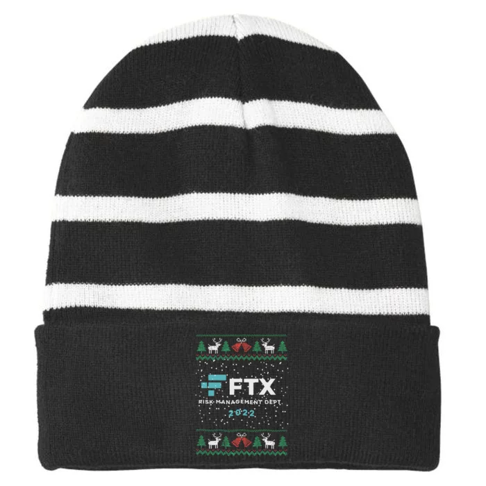 Ftx Risk Management Ugly Christmas Sweater Crypto Funny Xmas Striped Beanie with Solid Band