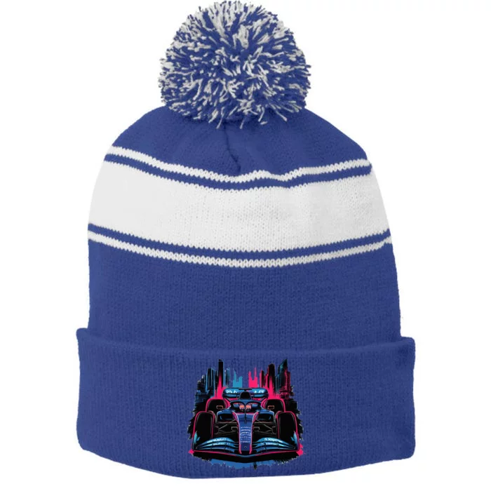 Formula Racing Merchandise Car Mechanic Guys 1 Formula Stripe Pom Pom Beanie