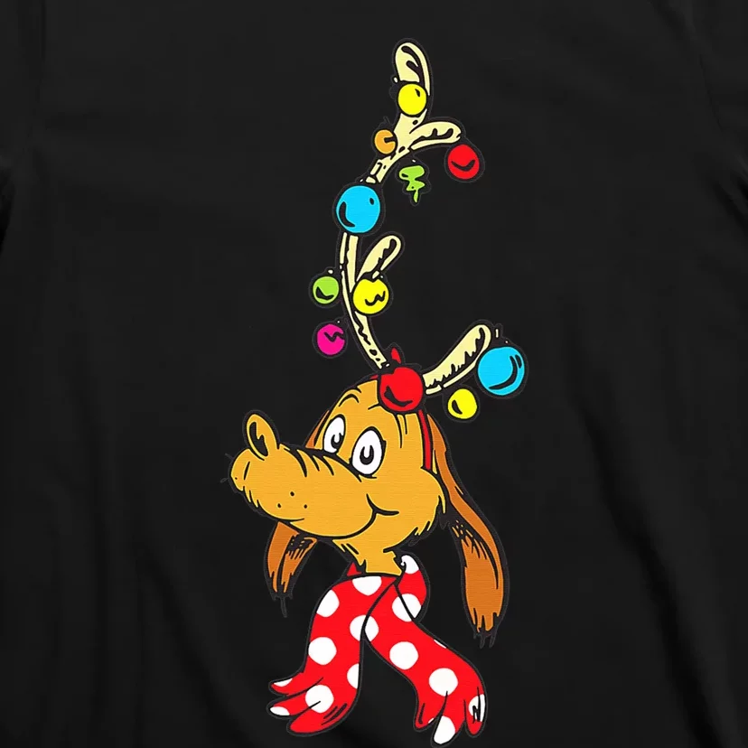 Funny Reindeer Max Dog Christmas T-Shirt