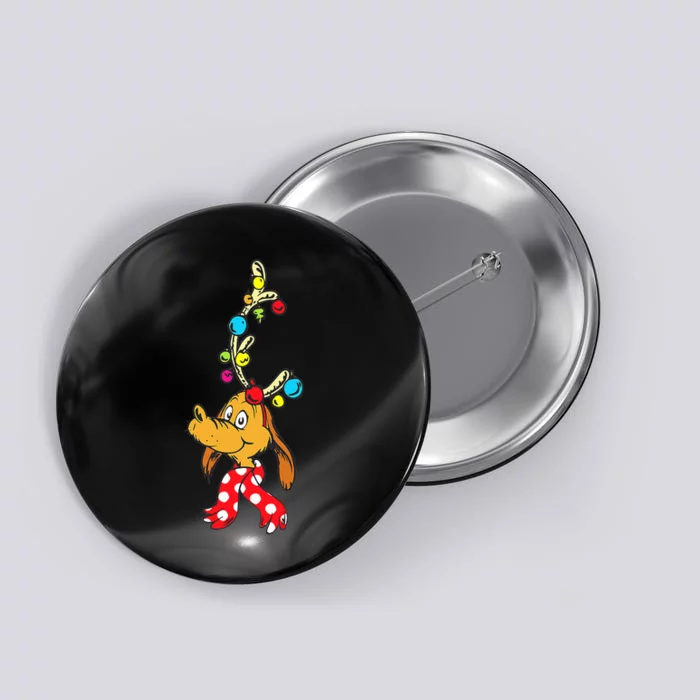 Funny Reindeer Max Dog Christmas Button