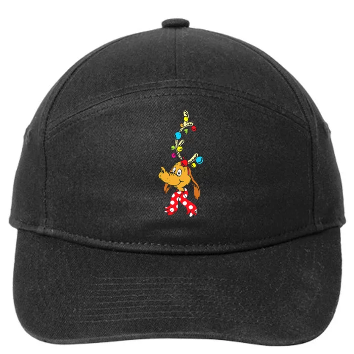 Funny Reindeer Max Dog Christmas 7-Panel Snapback Hat