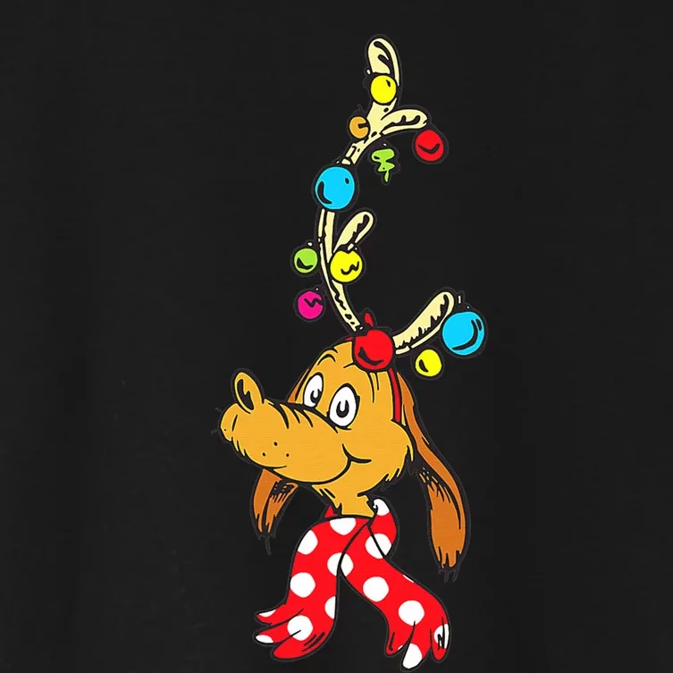 Funny Reindeer Max Dog Christmas Women's Crop Top Tee