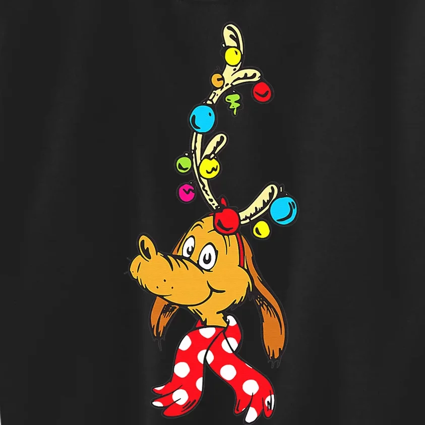 Funny Reindeer Max Dog Christmas Kids Sweatshirt