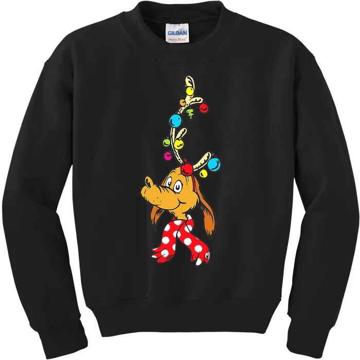 Funny Reindeer Max Dog Christmas Kids Sweatshirt