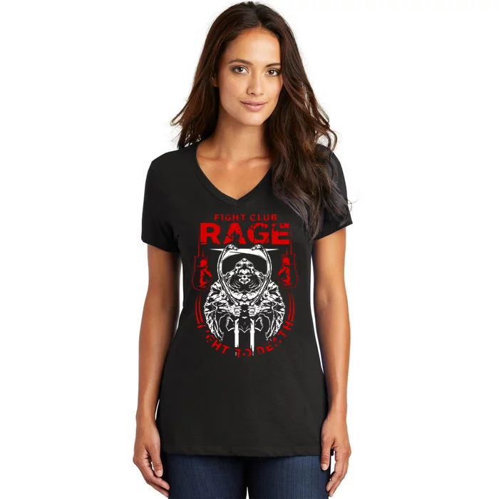 Fight Rage Mma Mixed Martial Arts Muay Thai Women's V-Neck T-Shirt