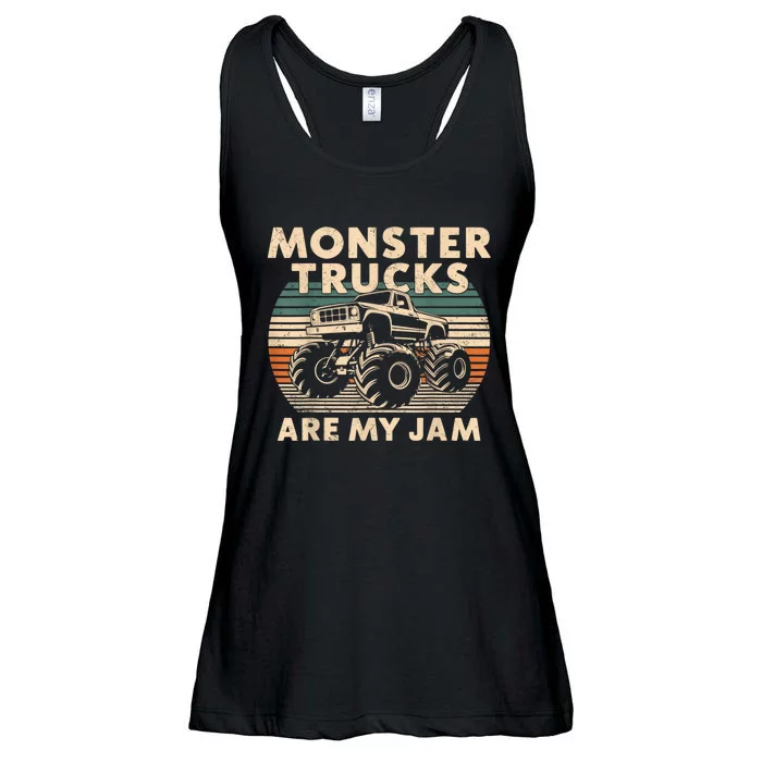 Funny Retro Monster Trucks Are My Jam Gift Ladies Essential Flowy Tank