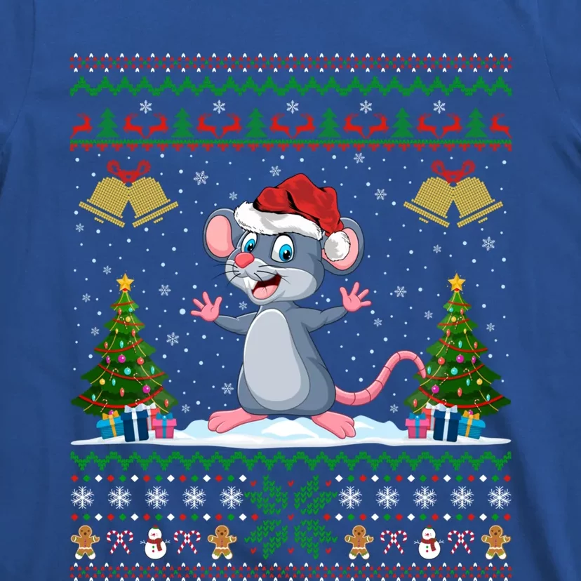 Funny Rat Mouse Xmas Gift Santa Hat Ugly Mouse Christmas Gift T-Shirt