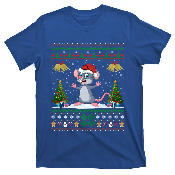 Funny Rat Mouse Xmas Gift Santa Hat Ugly Mouse Christmas Gift T-Shirt