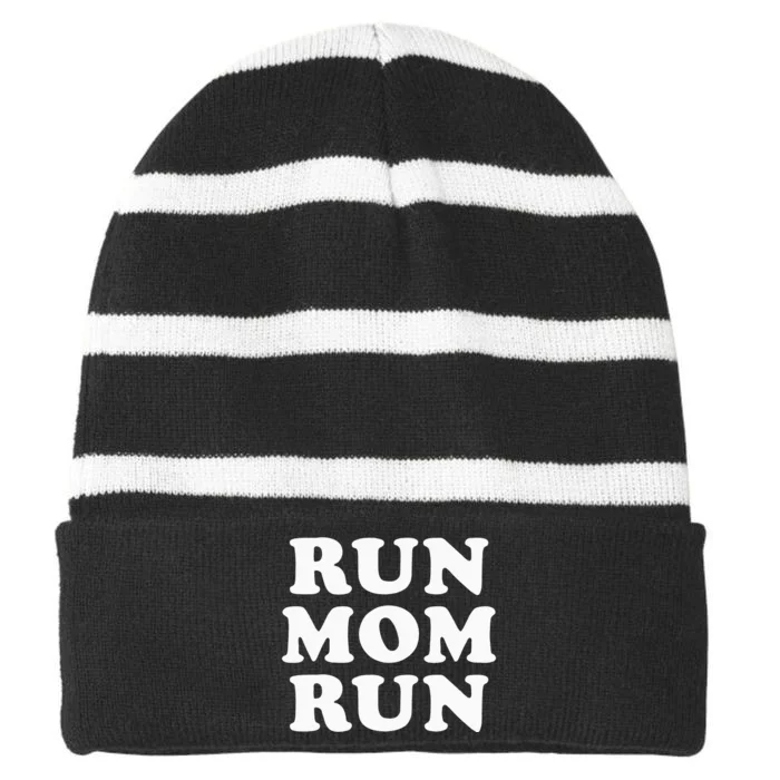 funny Run Mom Run Marathon Running Spectato Striped Beanie with Solid Band