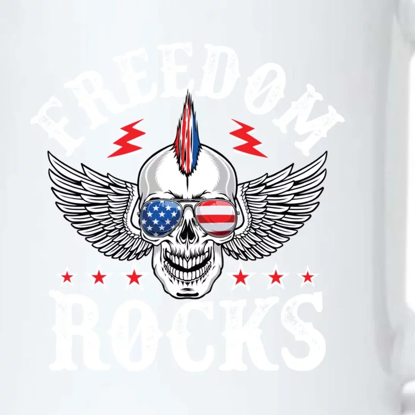 Freedom Rocks Musician American Flag Usa America 4th Of July Cool Gift Black Color Changing Mug