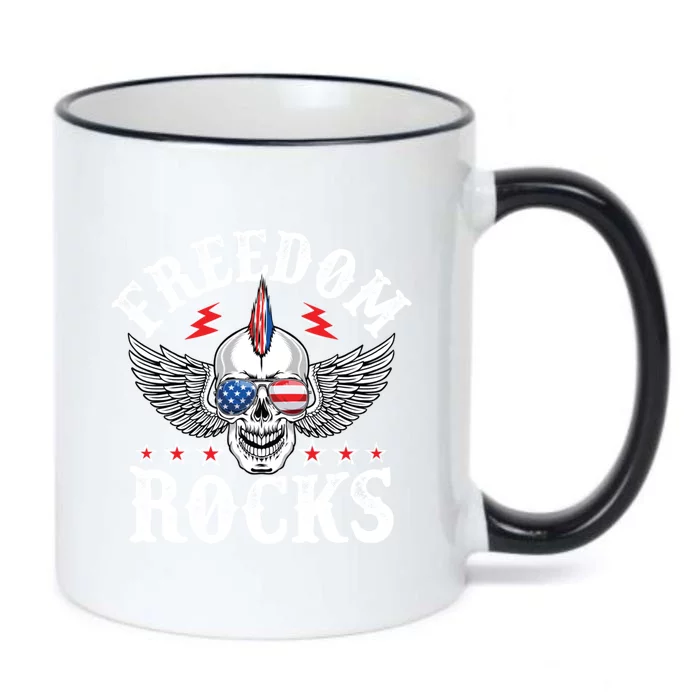 Freedom Rocks Musician American Flag Usa America 4th Of July Cool Gift Black Color Changing Mug