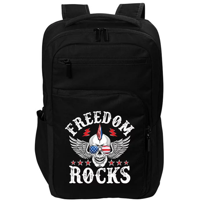 Freedom Rocks Musician American Flag Usa America 4th Of July Cool Gift Impact Tech Backpack