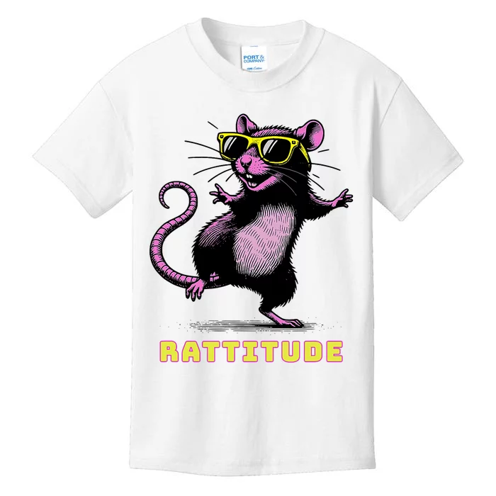 Funny Rat Meme Rattitude Rat Sunglasses Dancing Kids T-Shirt