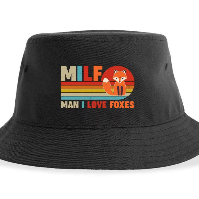 Funny Retro MILF Man I Love Foxes Sustainable Bucket Hat