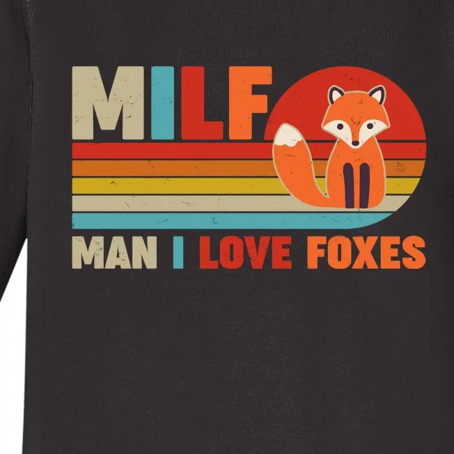 Funny Retro MILF Man I Love Foxes Baby Long Sleeve Bodysuit