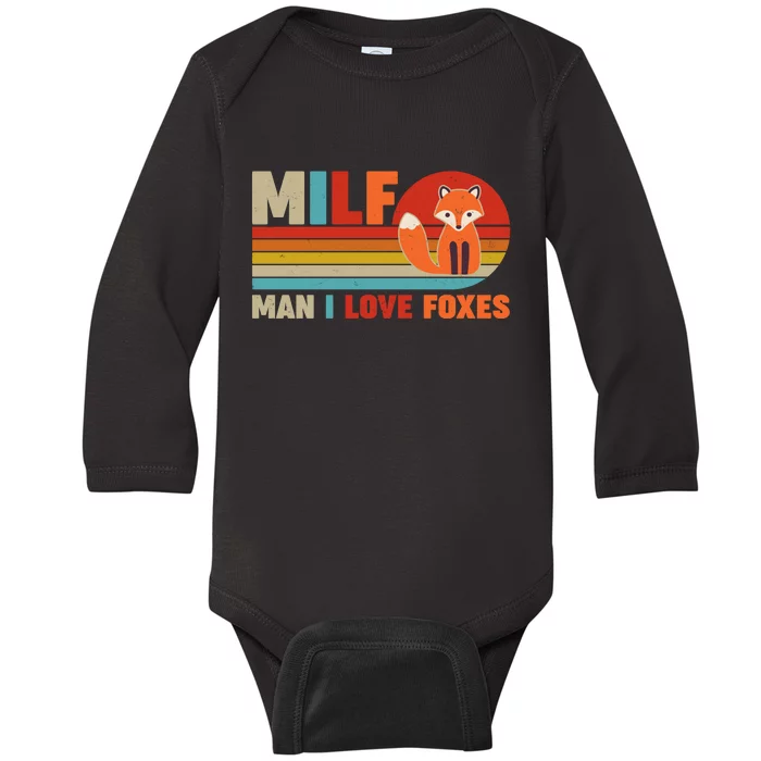 Funny Retro MILF Man I Love Foxes Baby Long Sleeve Bodysuit