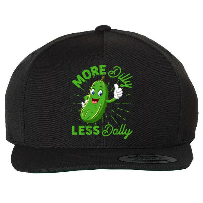 Funny Retro More Dilly Less Dally Pickle Wool Snapback Cap