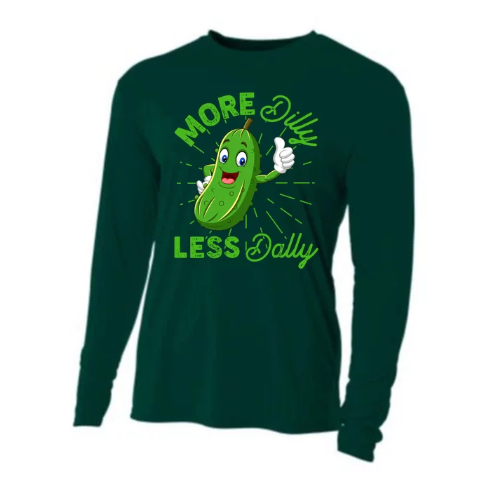 Funny Retro More Dilly Less Dally Pickle Cooling Performance Long Sleeve Crew