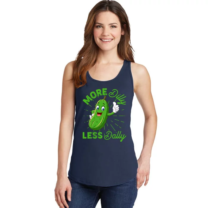 Funny Retro More Dilly Less Dally Pickle Ladies Essential Tank