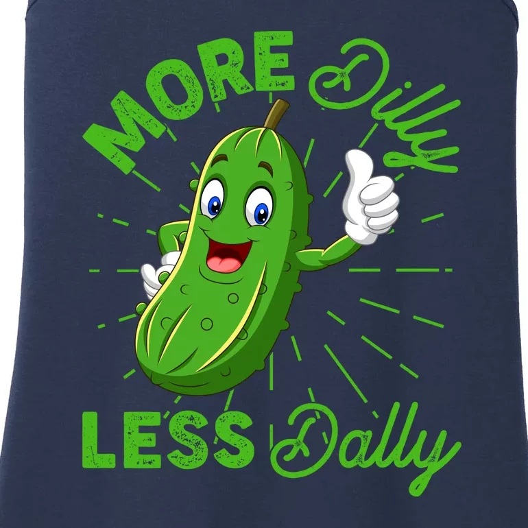 Funny Retro More Dilly Less Dally Pickle Ladies Essential Tank