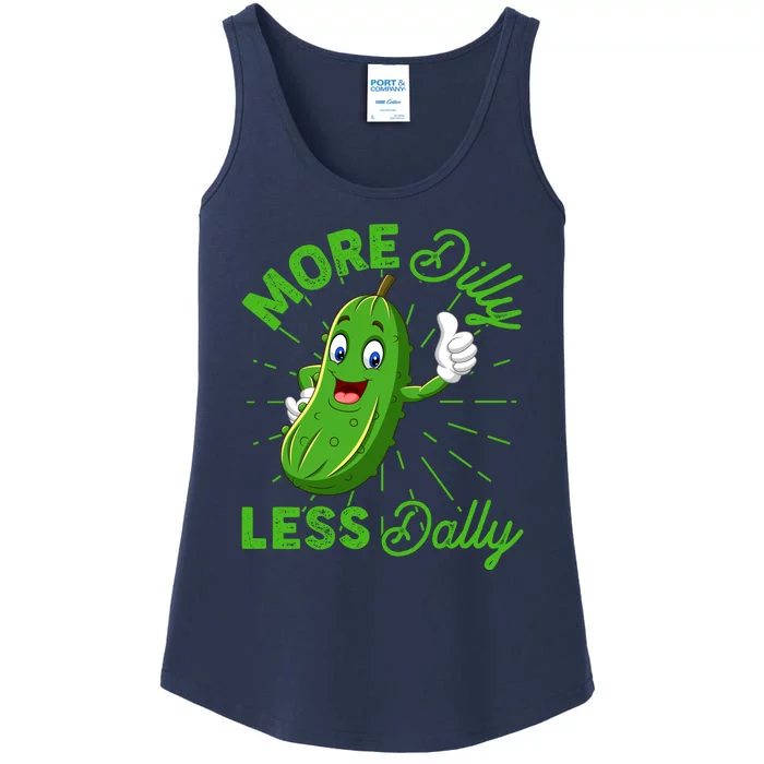 Funny Retro More Dilly Less Dally Pickle Ladies Essential Tank