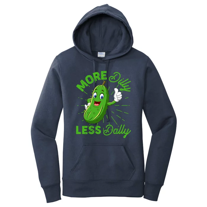 Funny Retro More Dilly Less Dally Pickle Women's Pullover Hoodie