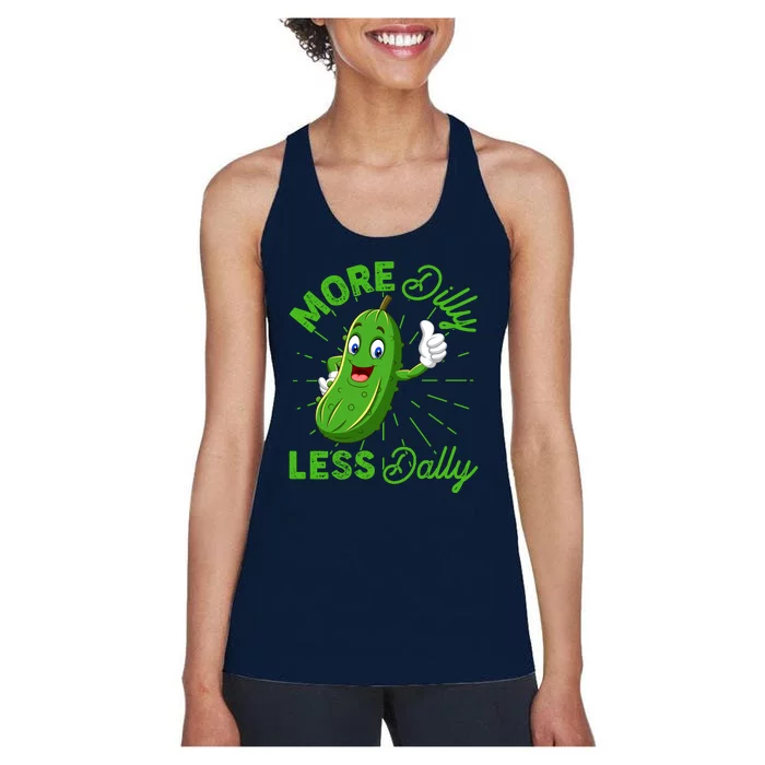 Funny Retro More Dilly Less Dally Pickle Women's Racerback Tank